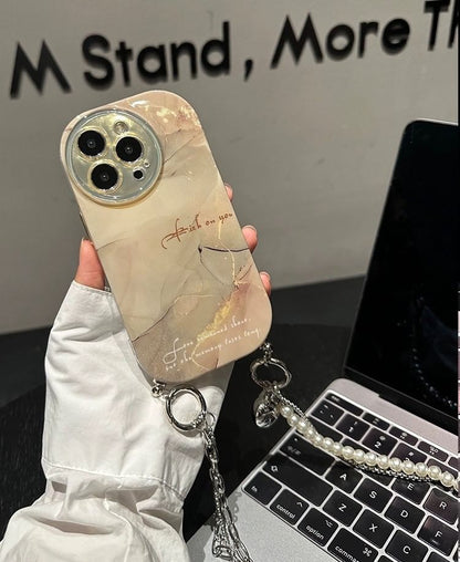 Marble Print Lanyard Phone Case