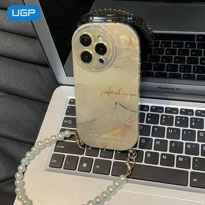 Marble Print Lanyard Phone Case