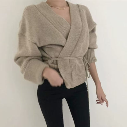 V-Neck Sashed Cardigan