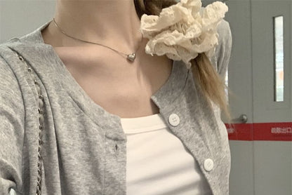 Crew Neck Button Crop Cardigan