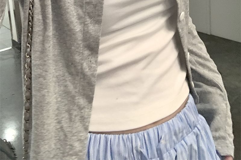 Crew Neck Button Crop Cardigan