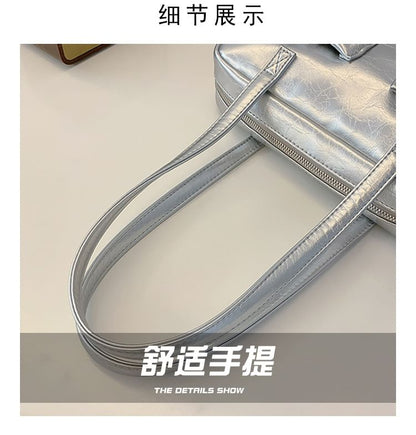 Faux Leather Bow Shoulder Bag