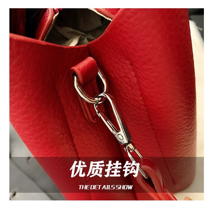 Faux Leather Top Handle Crossbody Bag