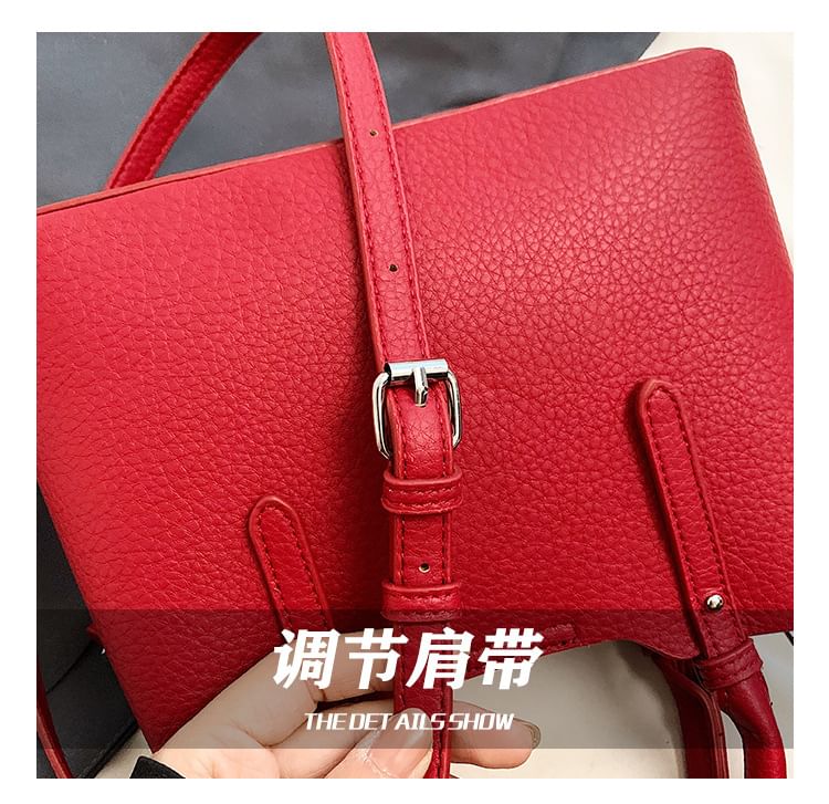 Faux Leather Top Handle Crossbody Bag