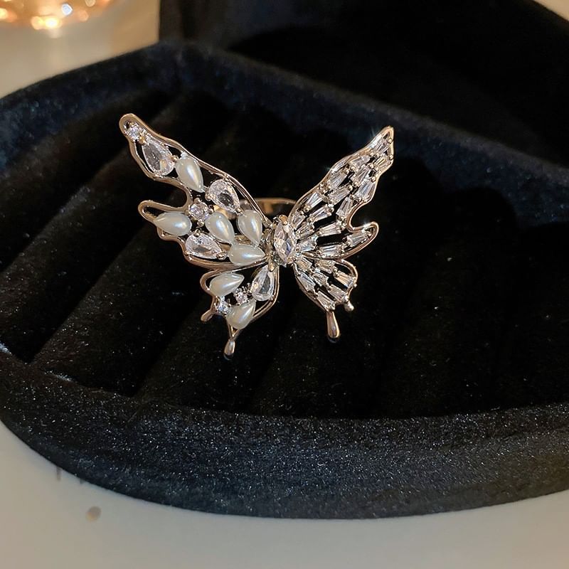 Rhinestone Freshwater Pearl Ring