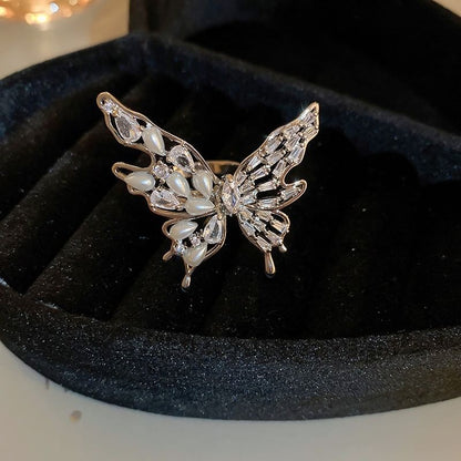 Rhinestone Freshwater Pearl Ring