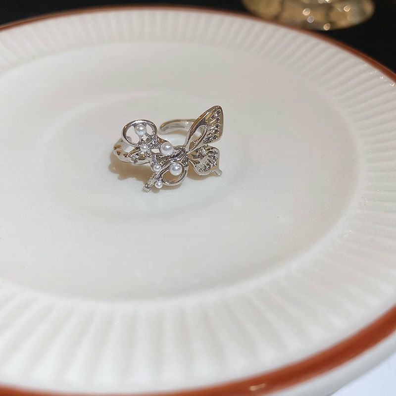 Rhinestone Freshwater Pearl Ring