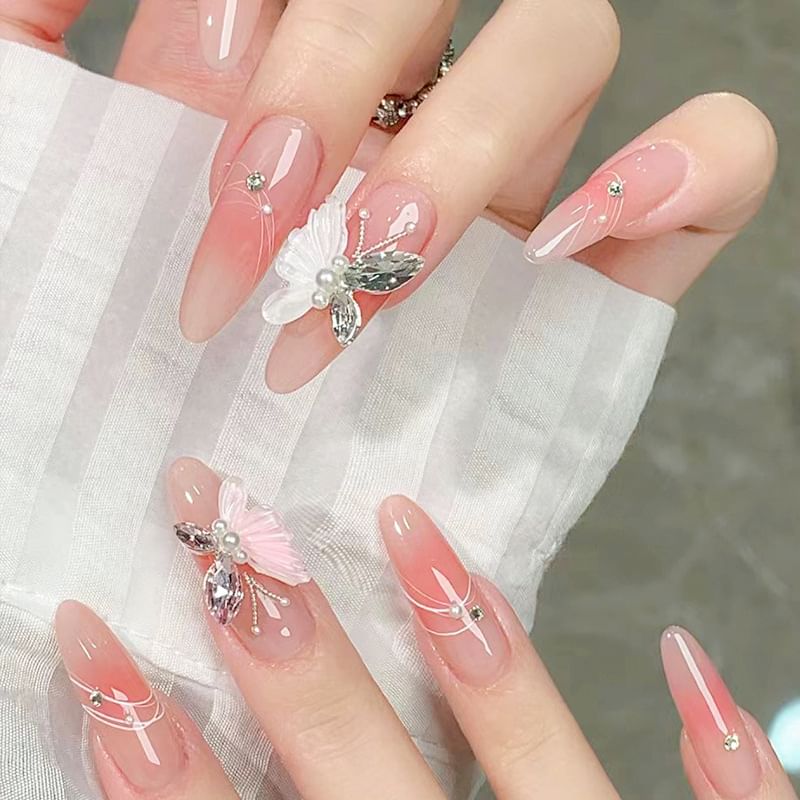 Butterfly Rhinestone Press On Nail