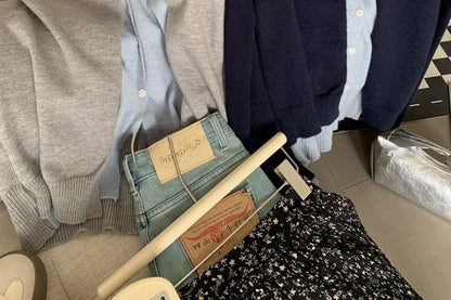 Mock Two Piece Round Neck Cardigan