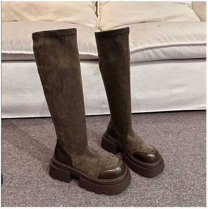 Platform Suede Tall Boots Faux