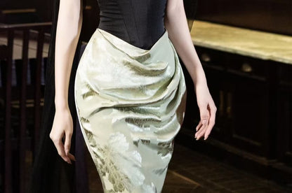 Strapless Floral Print Sheath Maxi Party Dress