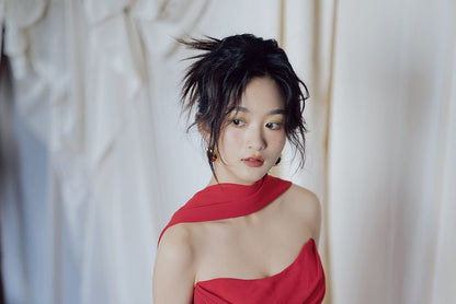 Evening Gown Ruched Strapless Plain Sheath Neckline