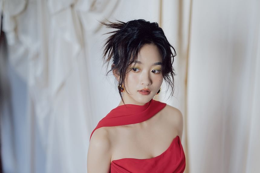 Strapless Neckline Plain Ruched Sheath Evening Gown