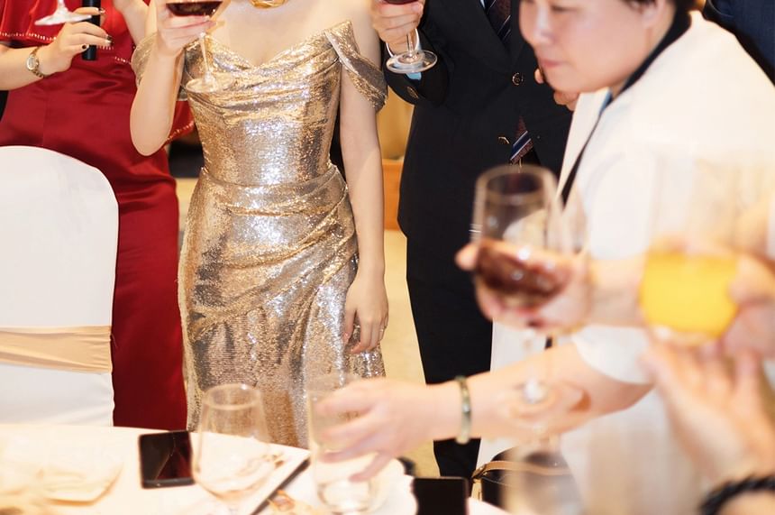 Sequin Neck Strap Sheath Gown Spaghetti Evening Cowl