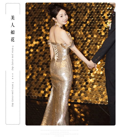 Spaghetti Strap Cowl Neck Sequin Sheath Evening Gown