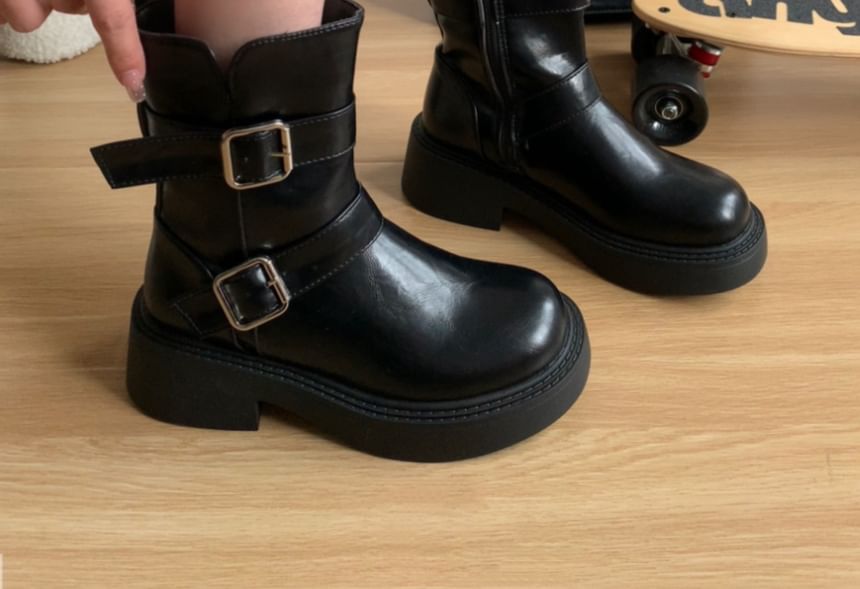 Platform Buckle Short Boots