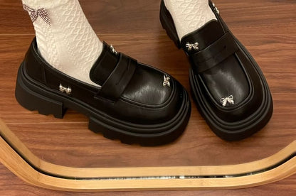 Platform Bow Detail Loafers