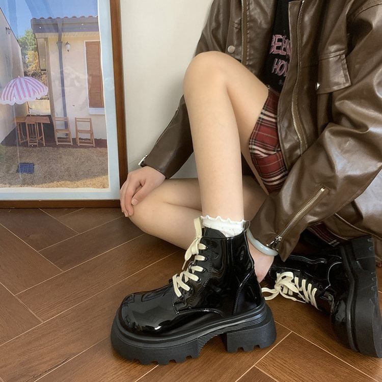 Platform Lace-Up Shorts Boots