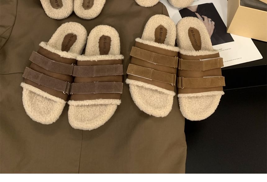 Plain Fleece Slide Sandals