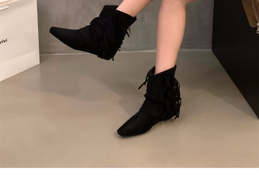 Fringe Pointy Ankle Boots