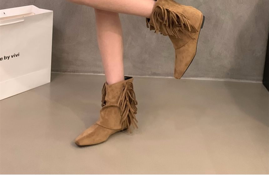 Fringe Pointy Ankle Boots