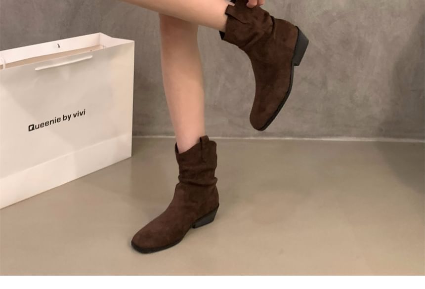 Cowboy Faux Suede Short Boots