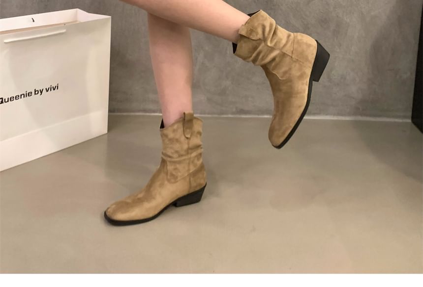 Cowboy Faux Suede Short Boots