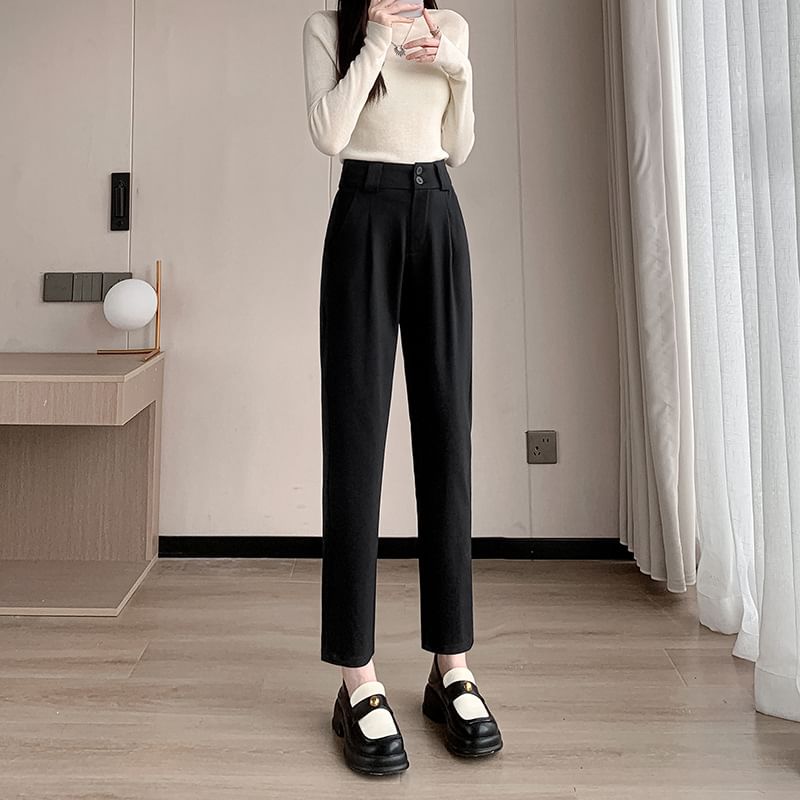 High Rise Plain Wide Leg Slacks