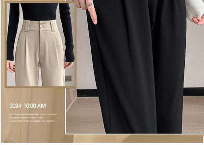 High Rise Plain Wide Leg Slacks