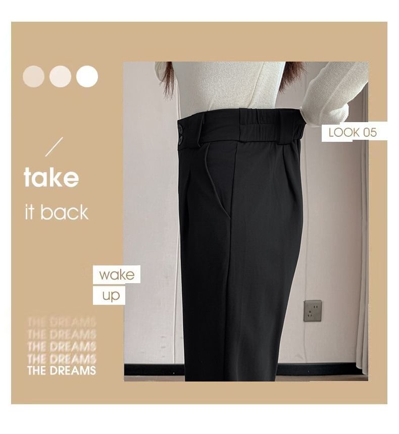 High Rise Plain Wide Leg Slacks