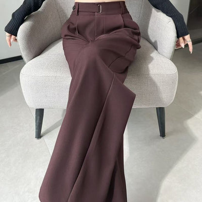 High Rise Plain Wide Leg Suit Pants