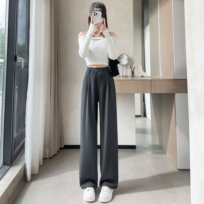 High Rise Plain Wide Leg Suit Pants