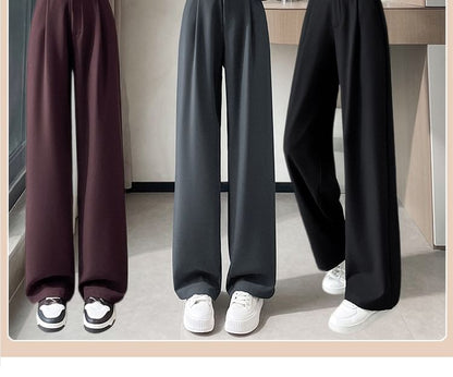 High Rise Plain Wide Leg Suit Pants