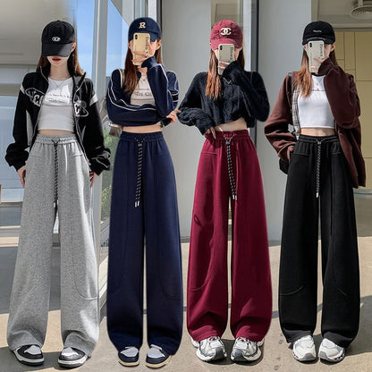 High Rise Plain Wide Leg Sweatpants