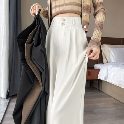 High Waist Plain Wide Leg Suit Pants