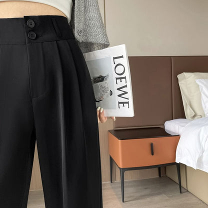 High Waist Plain Wide Leg Suit Pants
