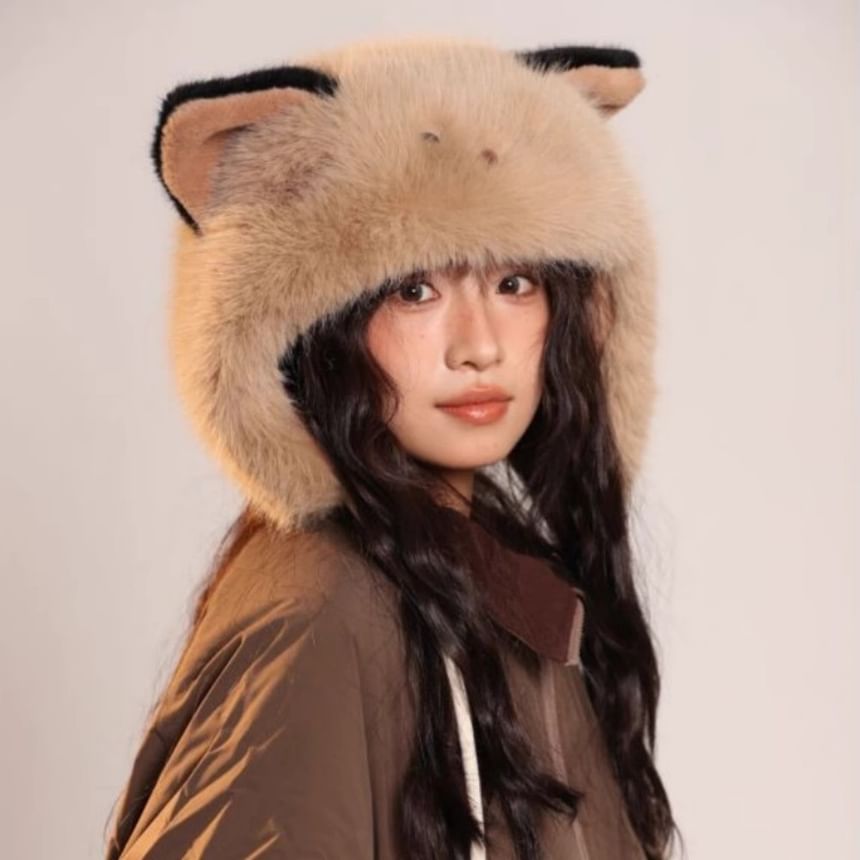 Animal Ear Chenille Trapper Hat