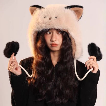 Animal Ear Chenille Trapper Hat