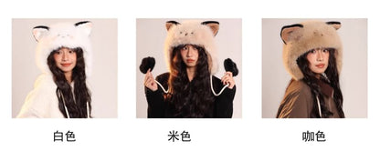 Animal Ear Chenille Trapper Hat