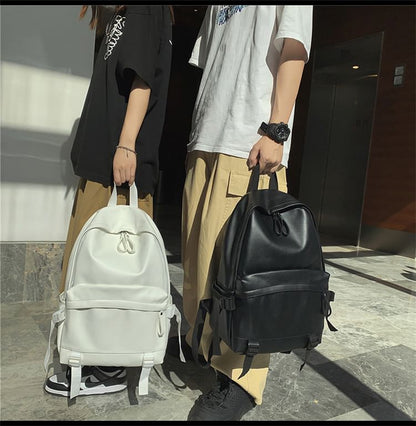 Multi-Pocket Backpack Faux Leather