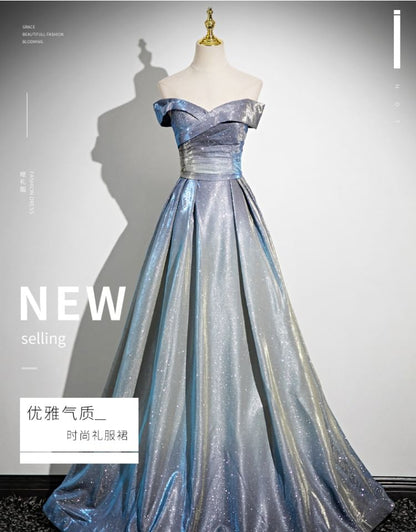 A-Line Strapless Gown Evening Glossy