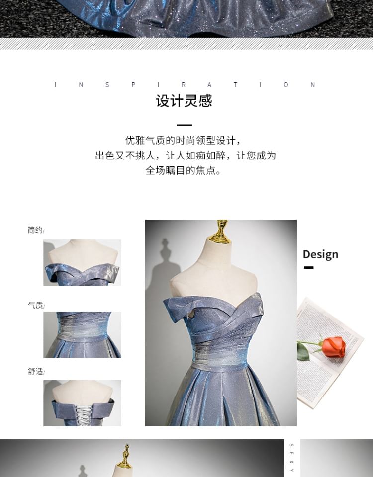 A-Line Strapless Gown Evening Glossy