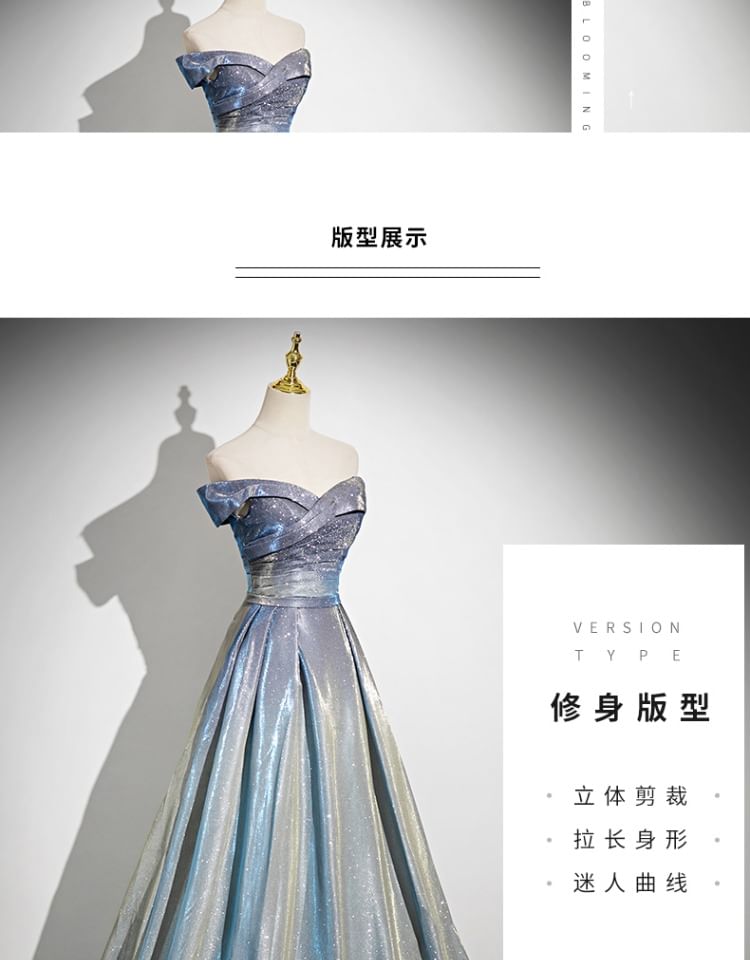 A-Line Strapless Gown Evening Glossy