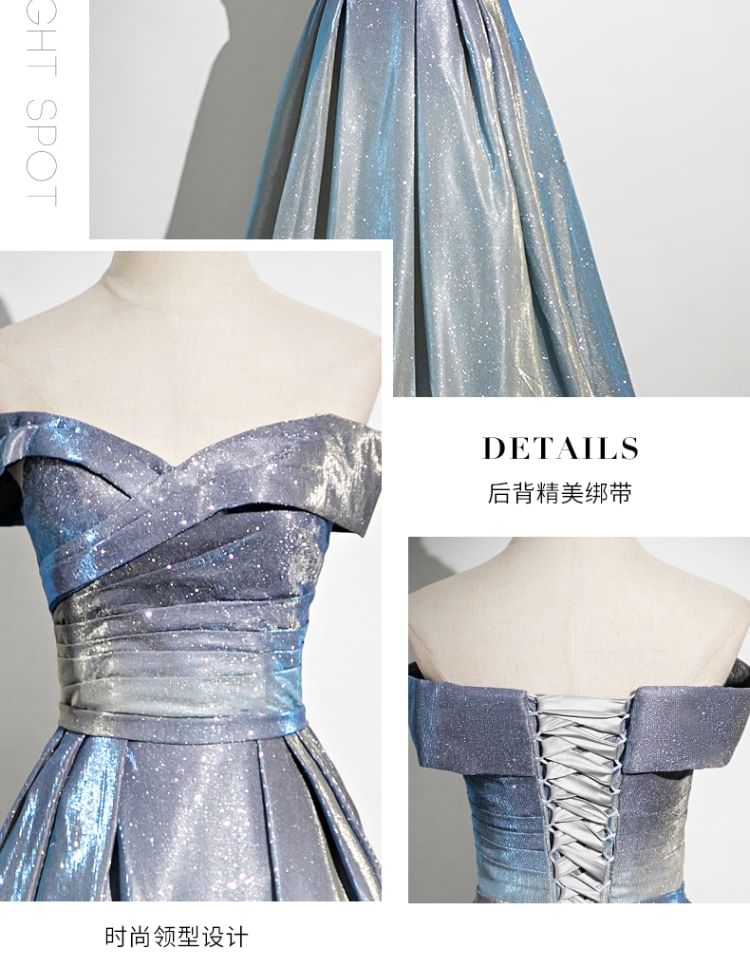 A-Line Strapless Gown Evening Glossy