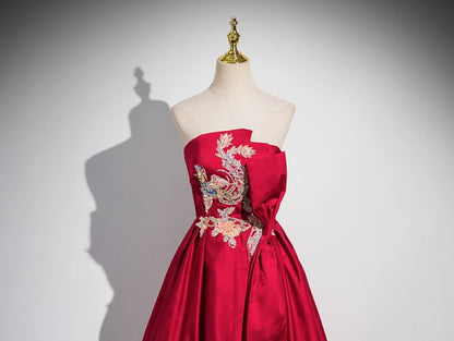 Strapless Embroidered A-Line Evening Gown