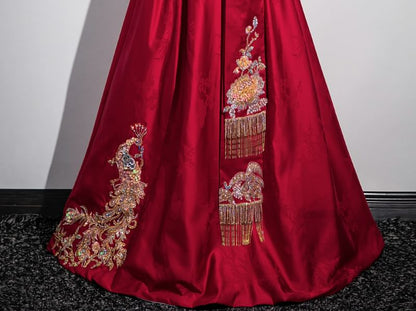 Strapless Embroidered A-Line Evening Gown