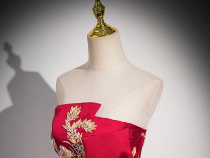 Strapless Embroidered A-Line Evening Gown