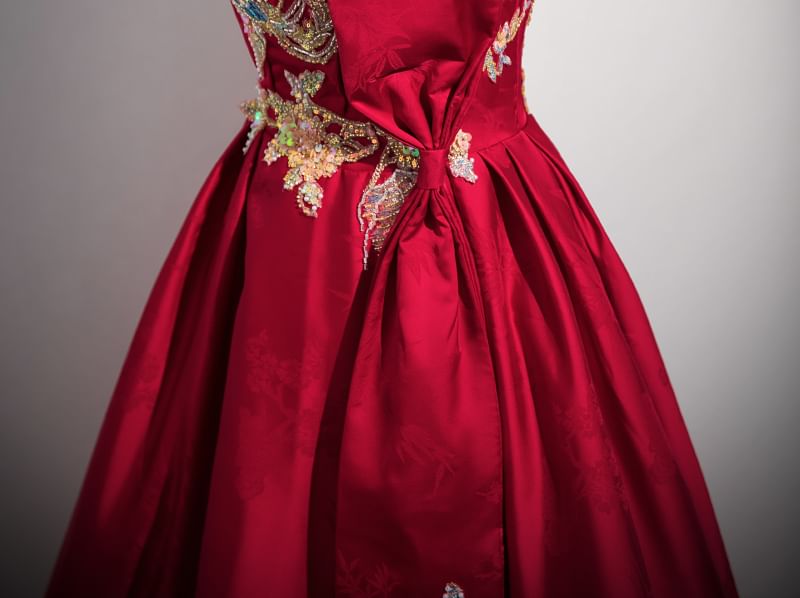 Strapless Embroidered A-Line Evening Gown