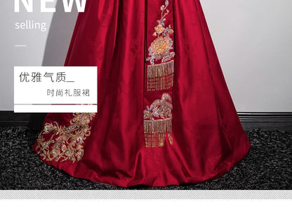 Strapless Embroidered A-Line Evening Gown