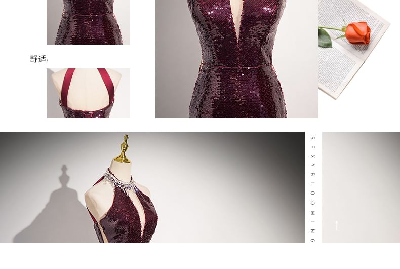 Sequin Sleeveless Gown Evening Sheath